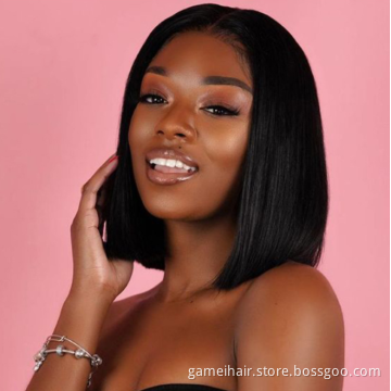 Brazilian Hair Wigs Straight Bob Lace front Human Hair Wigs With Baby Hair Short Cut Wigs For Black Women
